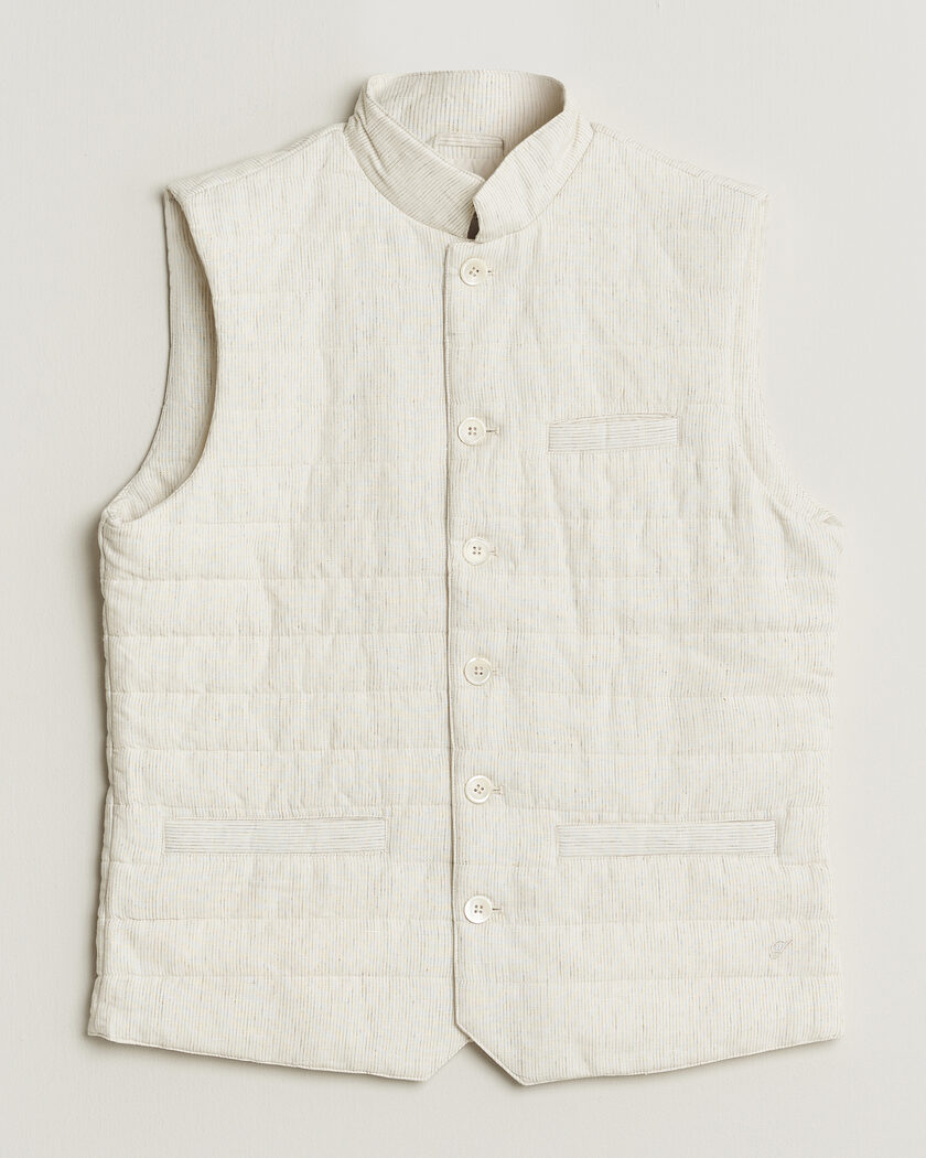 Stenströms Mid Layer Pin Stripe Linen Vest Off White – Valkoinen