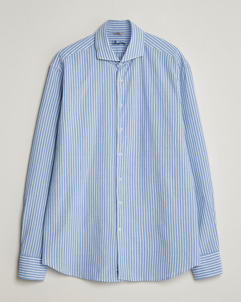 Stenströms Regular Fit Striped Seersucker Shirt Blue – Sininen