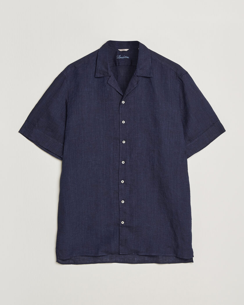  Stenströms Short Sleeve Linen Shirt Navy – Sininen