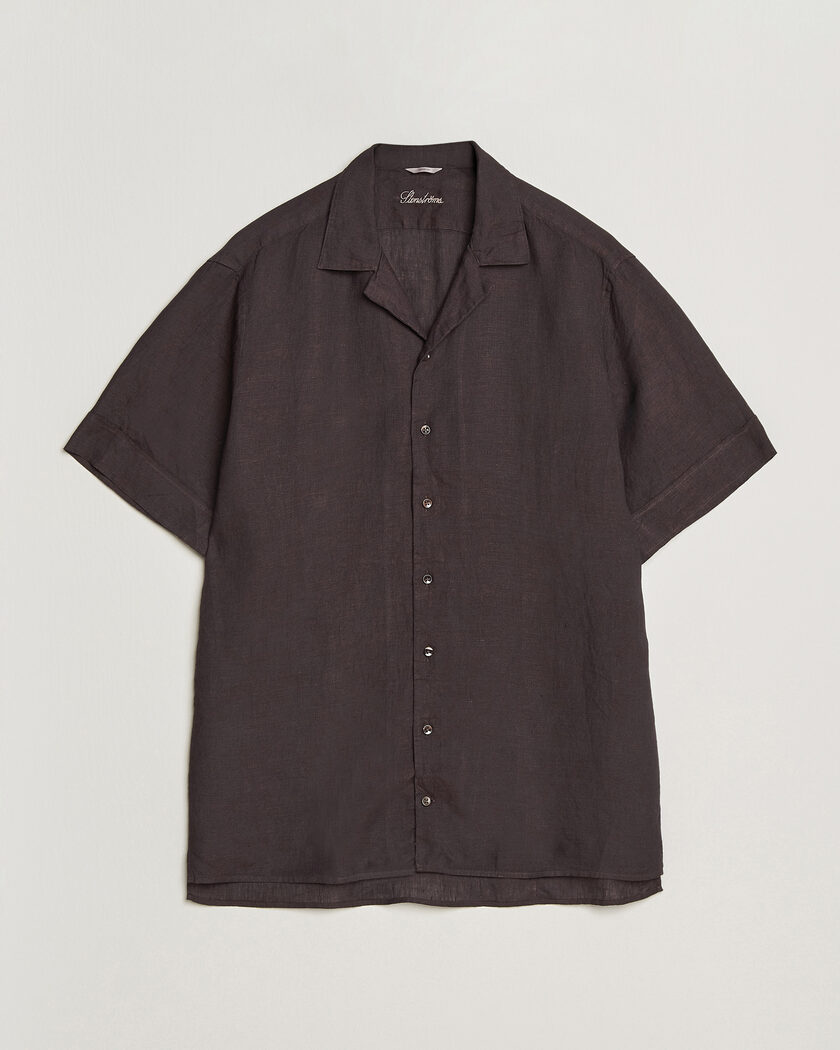 Stenströms Short Sleeve Linen Shirt Dark Brown – Ruskea