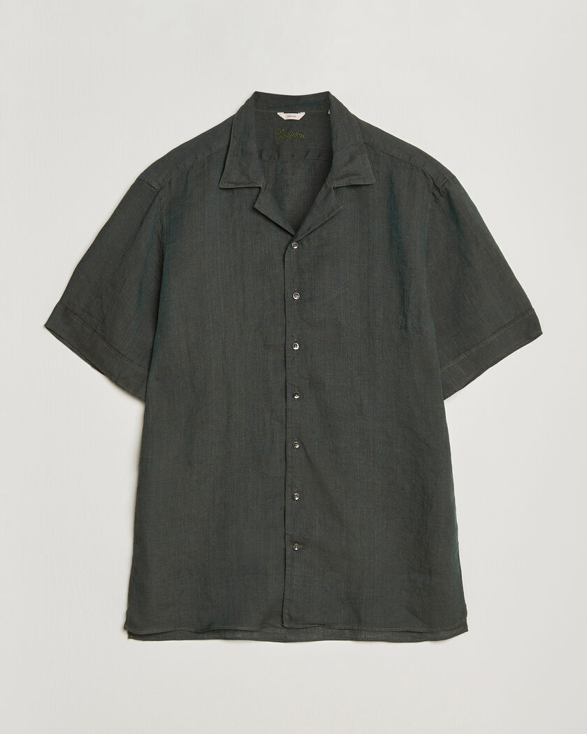 Stenströms Short Sleeve Linen Shirt Dark Green – Vihreä
