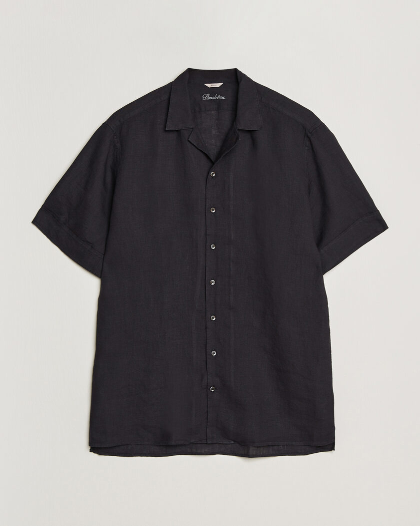 Stenströms Short Sleeve Linen Shirt Black – Musta