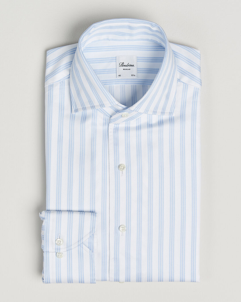 Stenströms Regular Fit One Piece Collar Striped Shirt Blue – Sininen