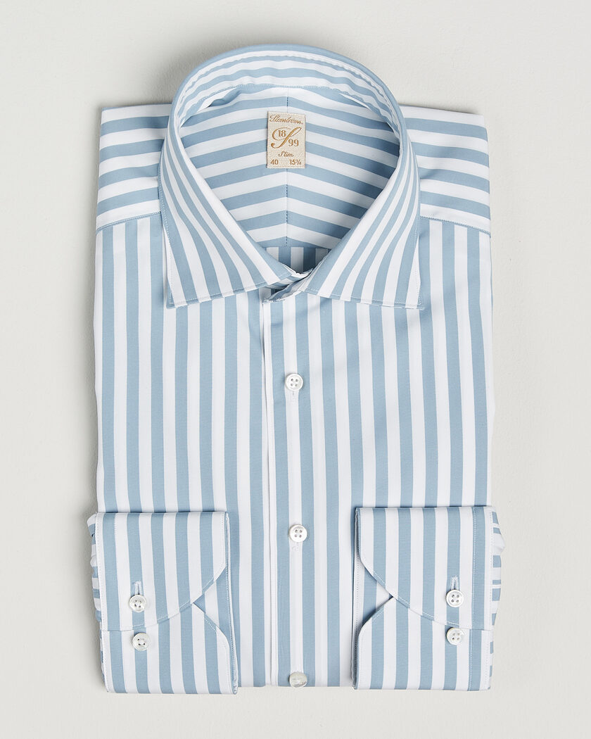 Stenströms 1899 Cotton Twill Striped Shirt Blue – Sininen