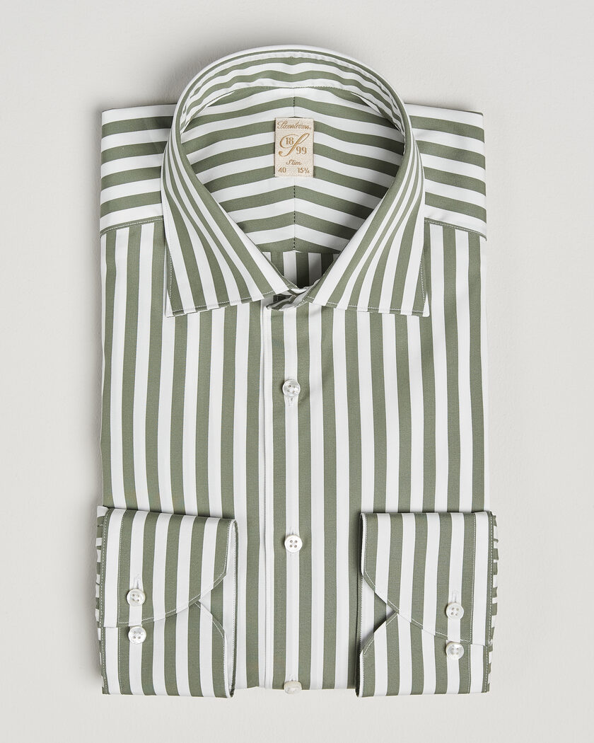 Stenströms 1899 Cotton Twill Striped Shirt Green – Vihreä