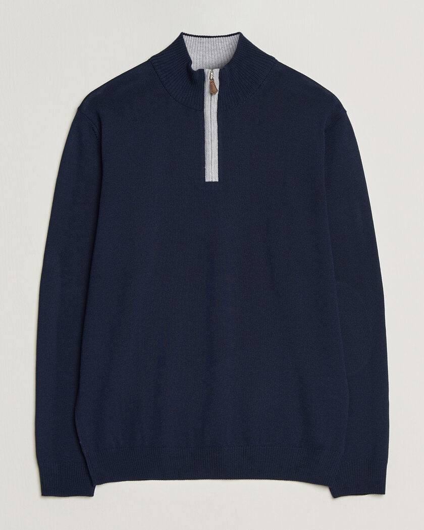 Stenströms Merino Contrast Half-Zip Navy – Sininen