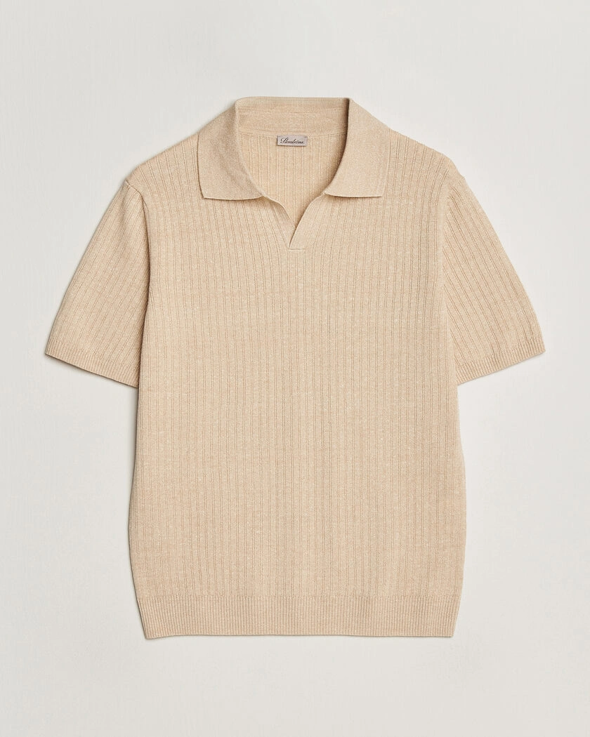 Stenströms Linen/Merino Structured Polo Beige – Beige
