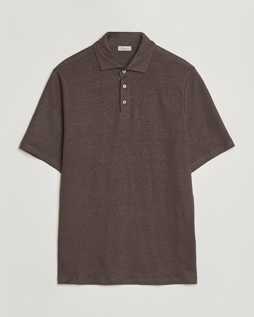 Stenströms Linen Polo Shirt Dark Brown – Ruskea