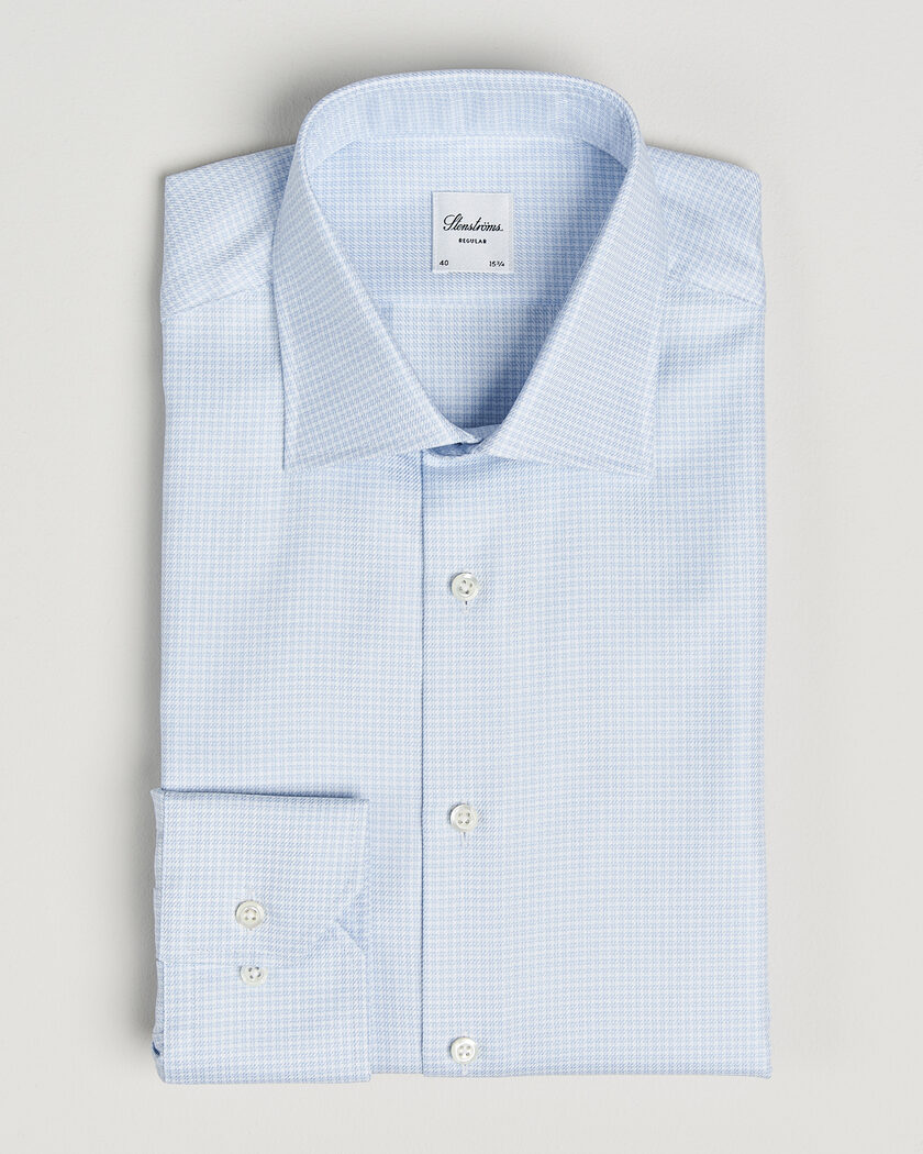 Stenströms Regular Fit Micro Structure Shirt Light Blue – Sininen