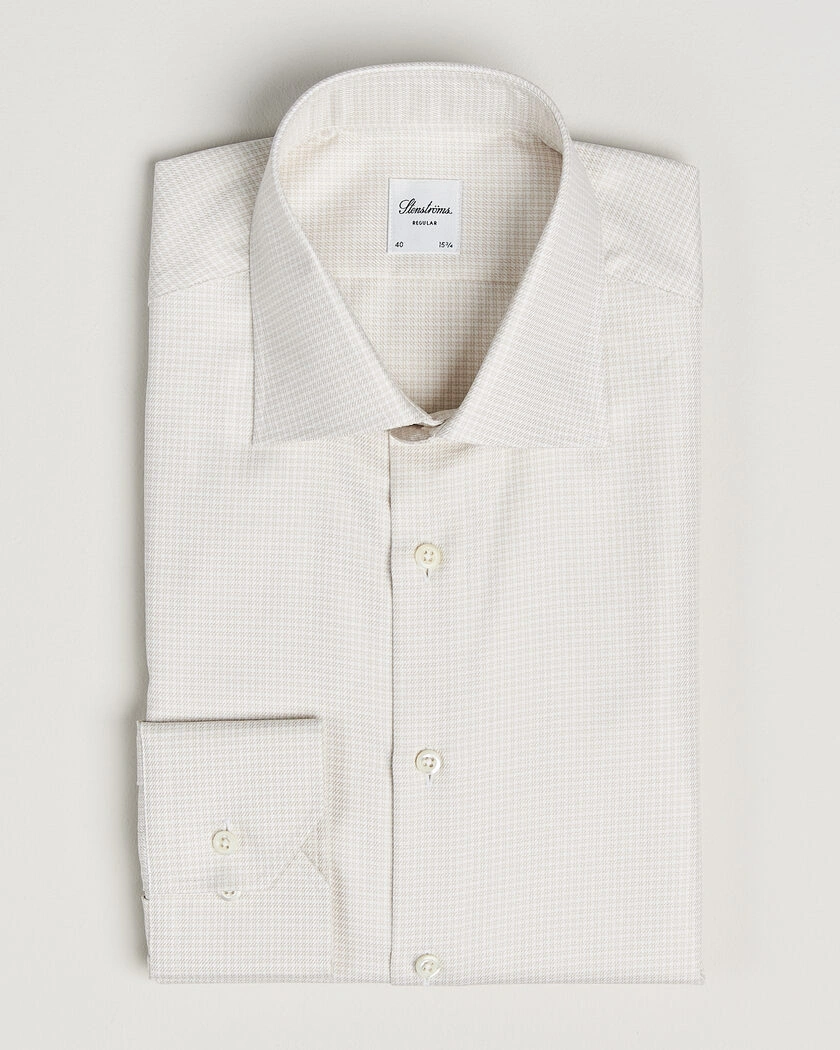 Stenströms Regular Fit Micro Structure Shirt Beige – Beige