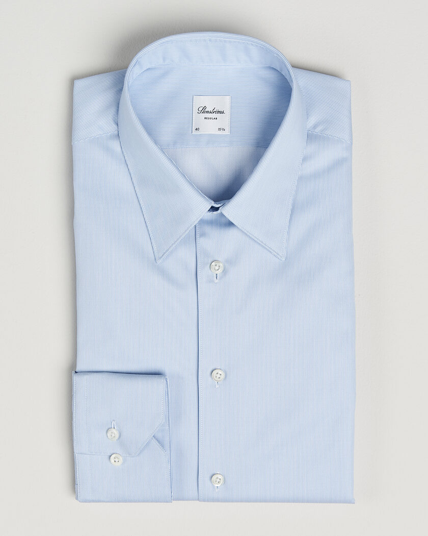 Stenströms Regular Fit Thin Stripe Pointed Collar Shirt Blue – Sininen