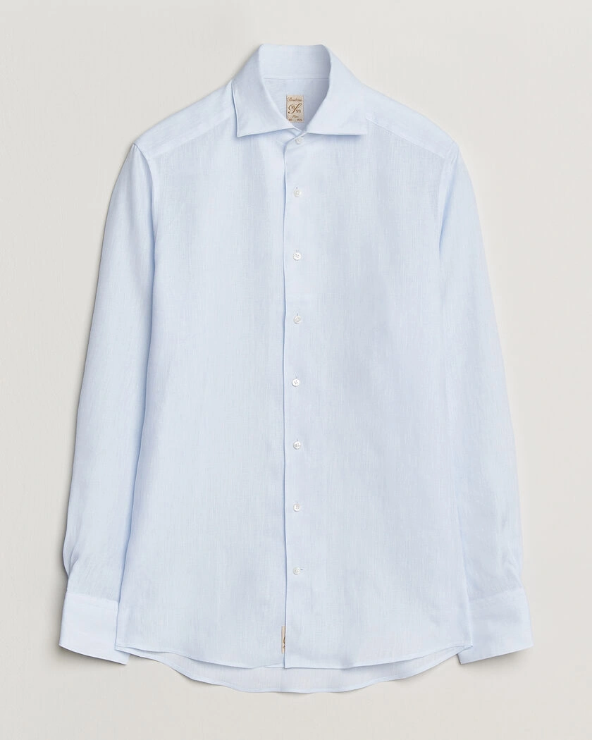 Stenströms 1899 Linen One Piece Collar Shirt Light Blue – Sininen