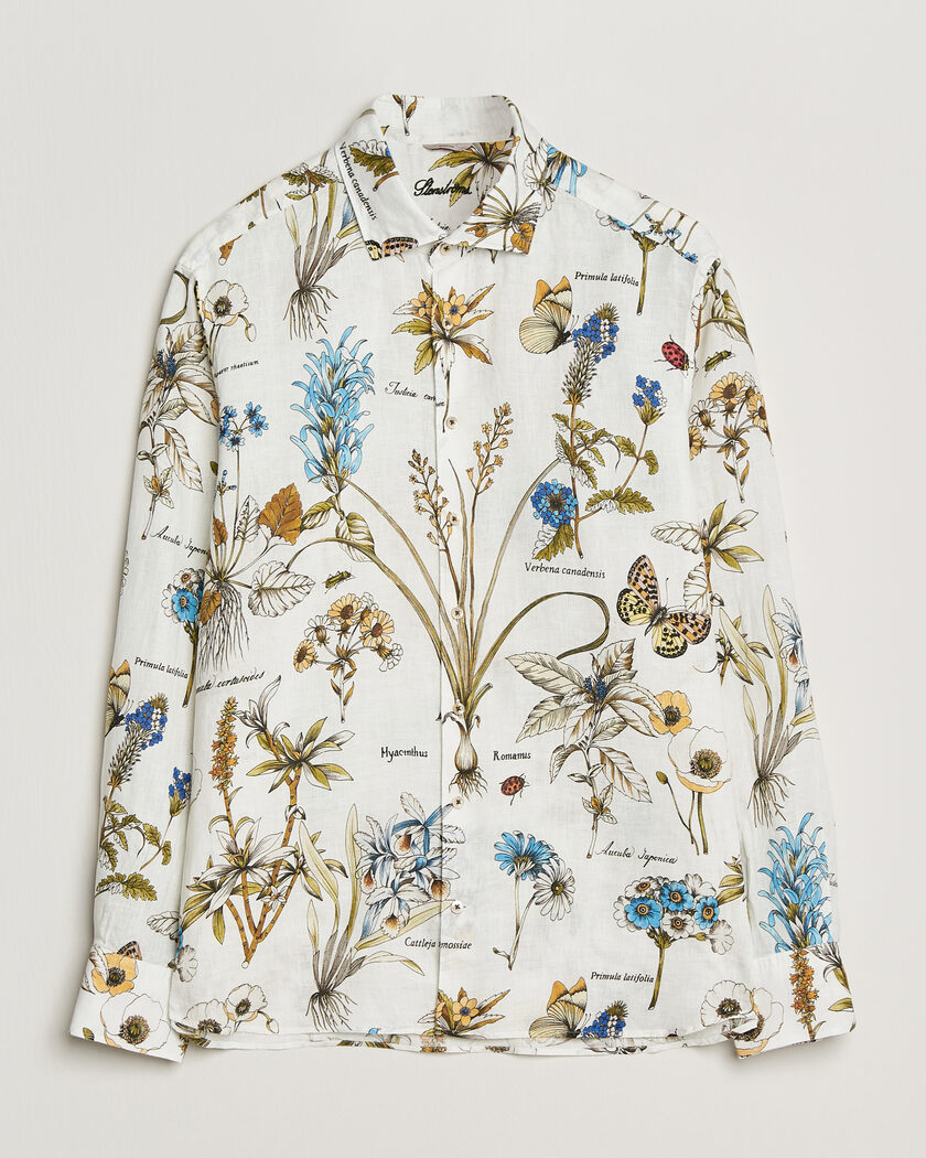 Stenströms Reglar Fit Botanical Print Linen Shirt Multi – Monivärinen