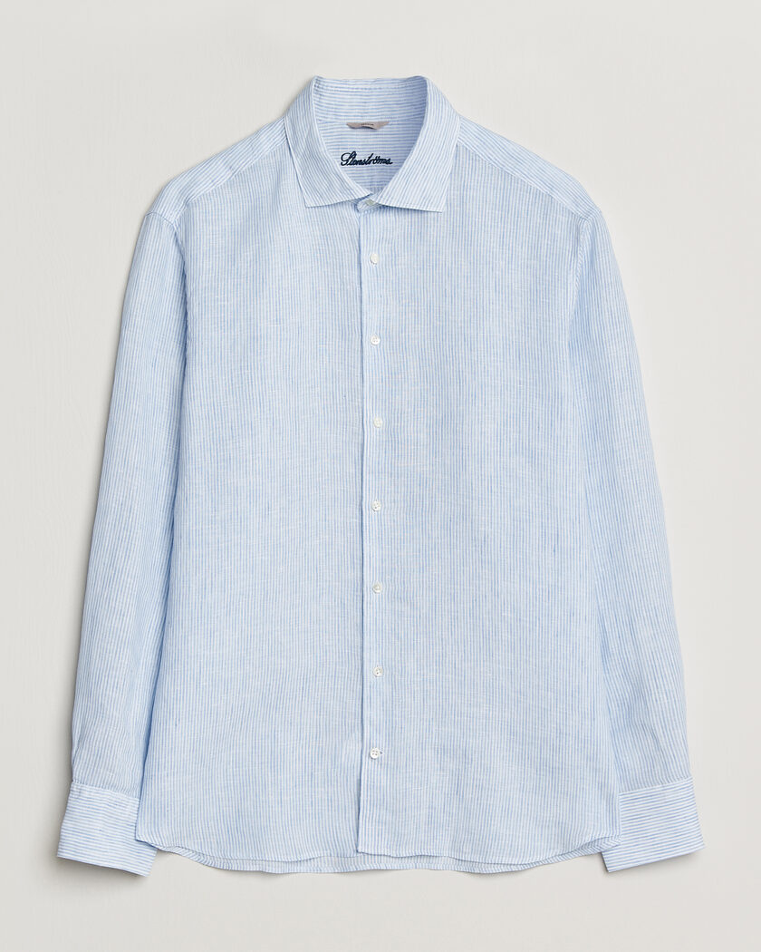 Stenströms Regular Fit Thin Striped Linen Shirt Light Blue – Sininen