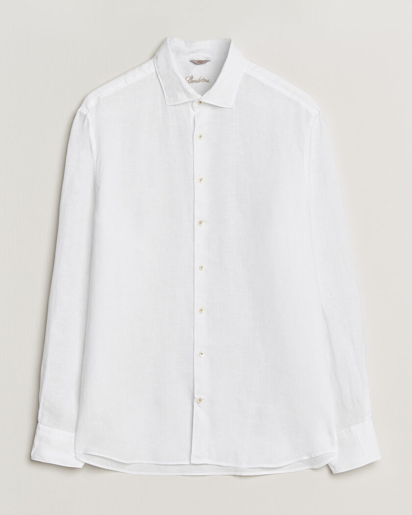 Stenströms Regular Fit Cut Away Linen Shirt White – Valkoinen