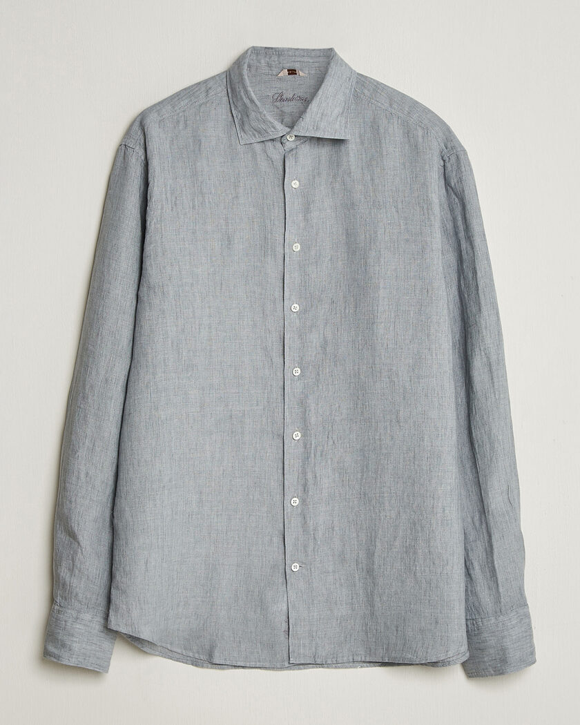 Stenströms Regular Fit Cut Away Linen Shirt Grey – Harmaa