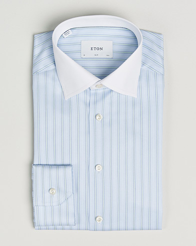 Eton Slim Fit Signature Twill Striped Shirt Light Blue – Sininen
