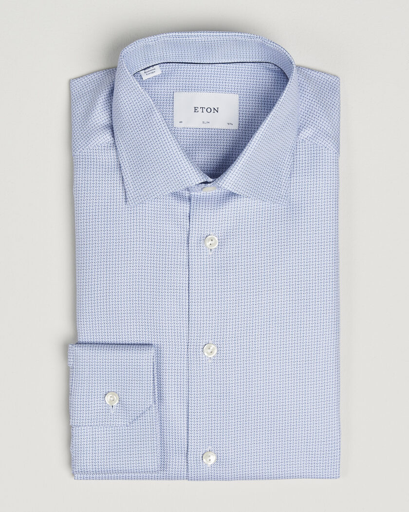 Eton Slim Fit Signature Twill Structured Shirt Mid Blue – Sininen