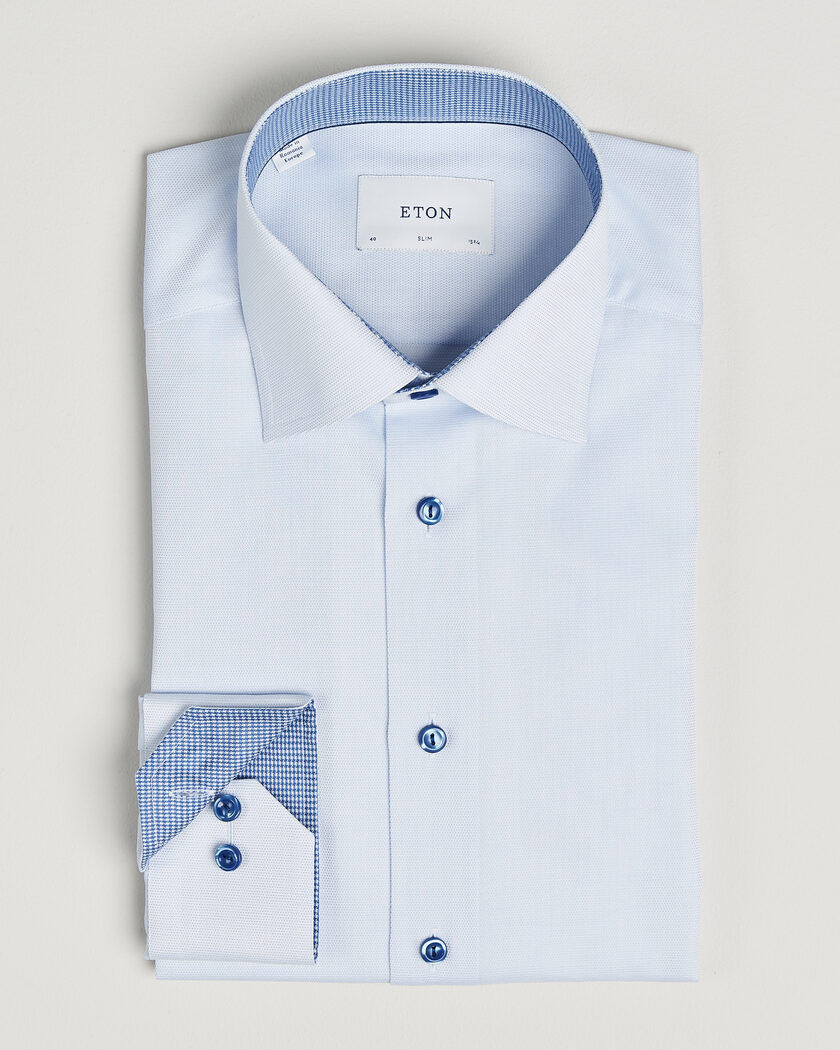 Eton Slim Fit Signature Twill Contrast Shirt Light Blue – Sininen