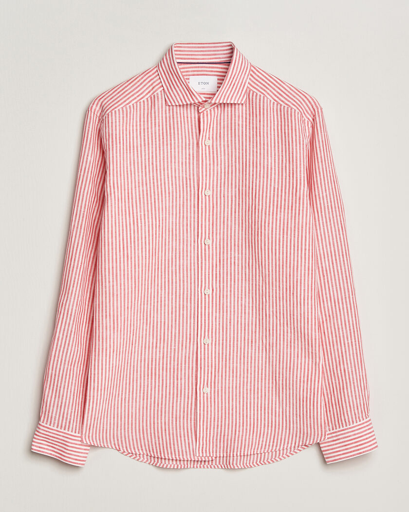 Eton Casual Fit Striped Linen Shirt Red – Punainen