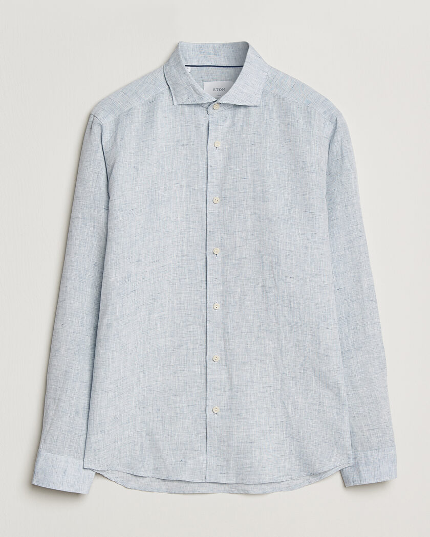 Eton Casual Fit Linen Shirt Light Blue – Sininen