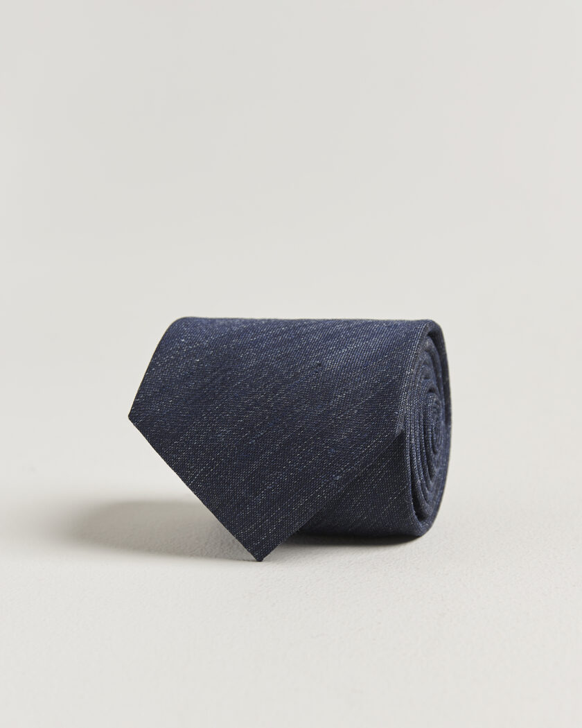 Eton Linen Silk Tie Navy Blue – Sininen