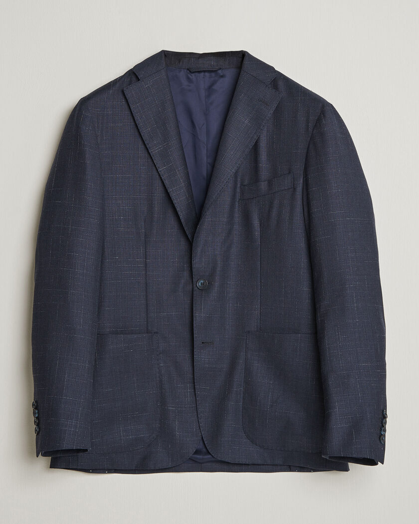 Eton Wool Silk Soft Blazer Navy Blue – Sininen