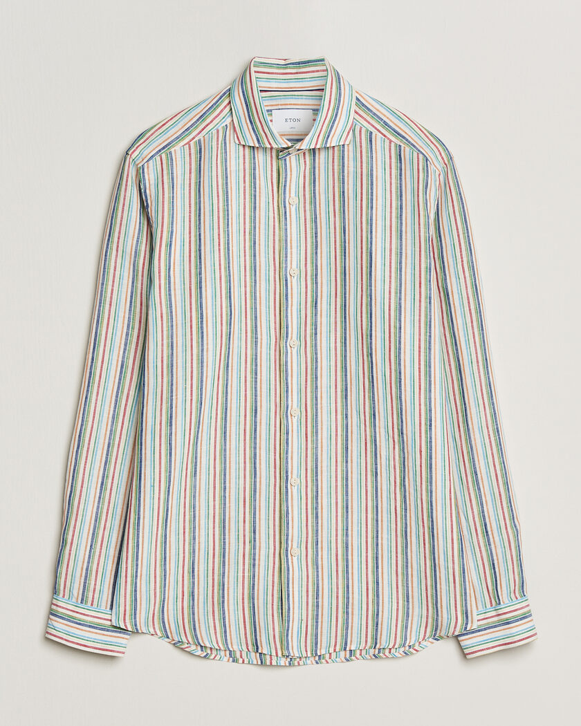 Eton Casual Fit Striped Linen Shirt Multi – Monivärinen