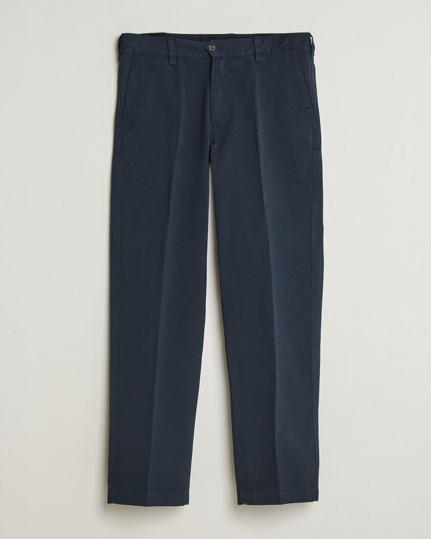 Drake's Peached Flat Front Cotton Chino Navy – Sininen