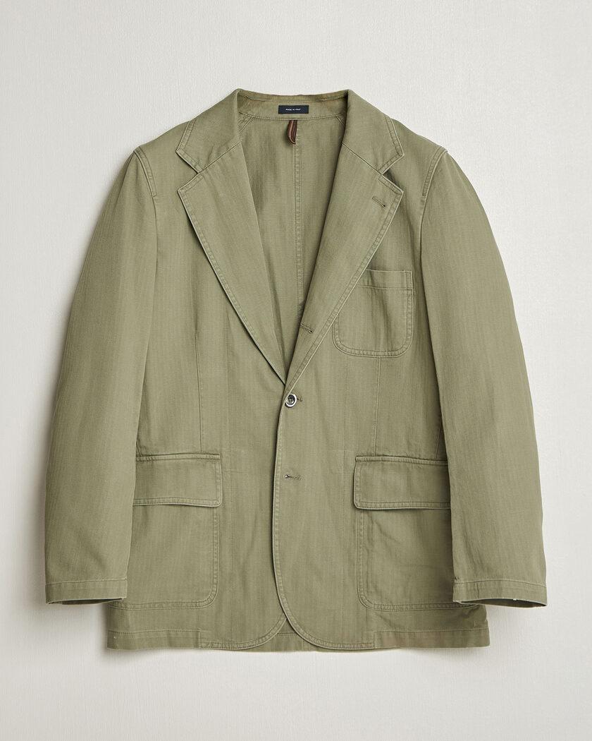 Drake's MKI Herringbone Games Blazer Olive – Vihreä