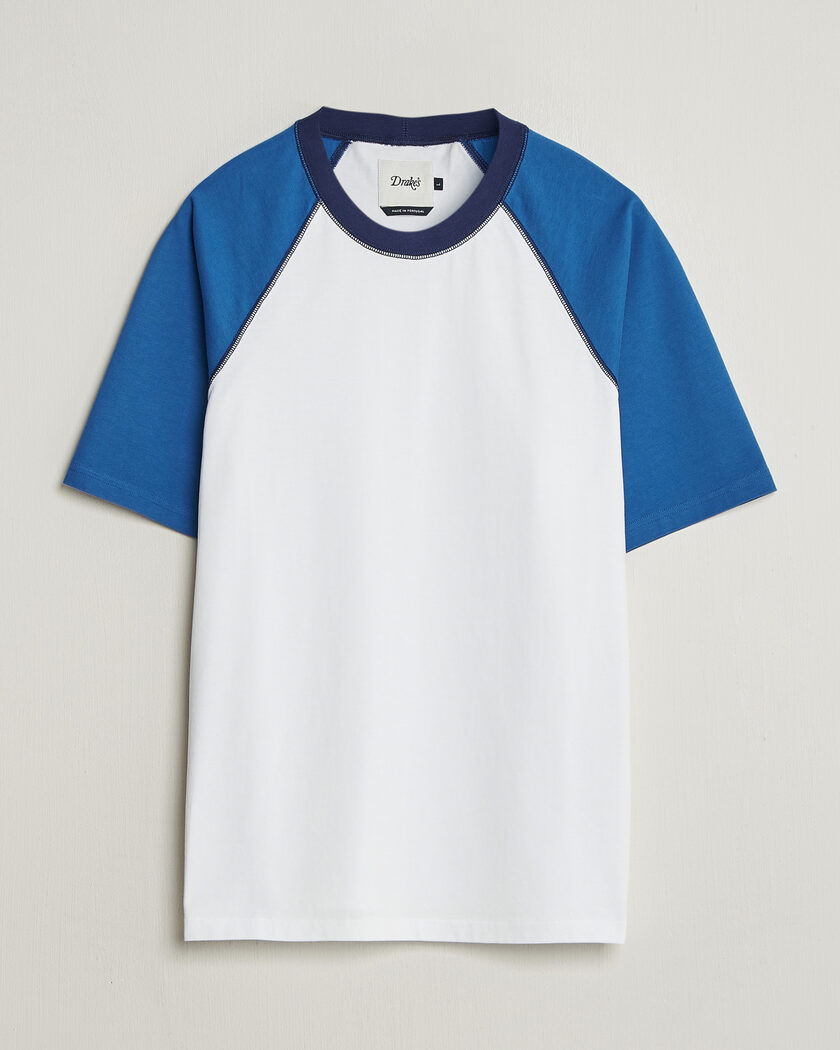 Drake's Two Tone Raglan T-Shirt White/Blue – Sininen