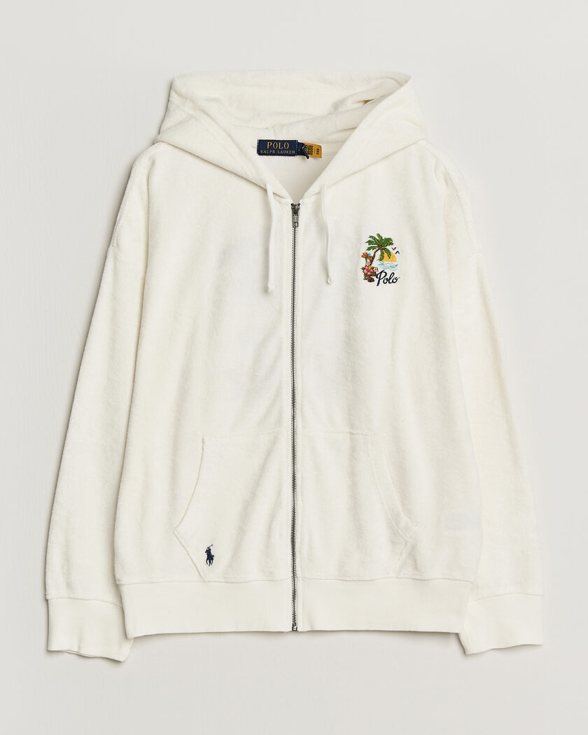 Polo Ralph Lauren Cotton Terry Printed Full-Zip Hoodie Nevis – Valkoinen