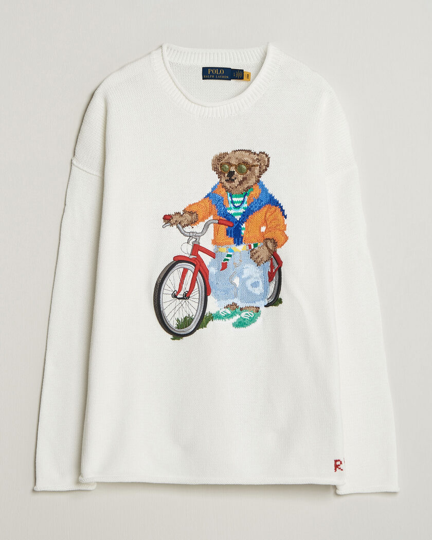Polo Ralph Lauren Cotton Bear Sweater Deckwash White – Valkoinen