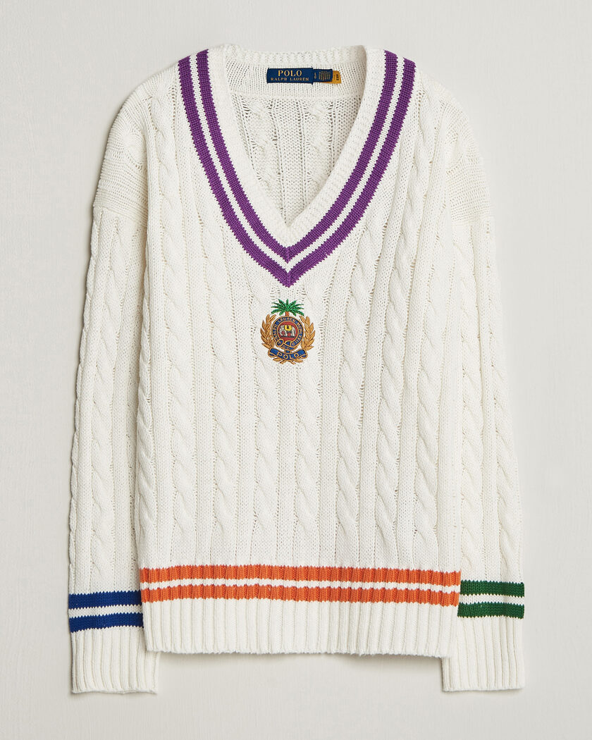 Polo Ralph Lauren Cotton Linen Blend Sweater Cream Combo – Valkoinen