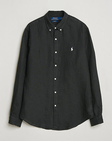 Polo Ralph Lauren Slim Fit Linen Shirt Polo Black – Musta