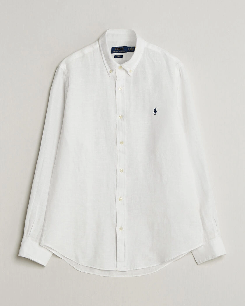 Polo Ralph Lauren Slim Fit Linen Shirt White – Valkoinen