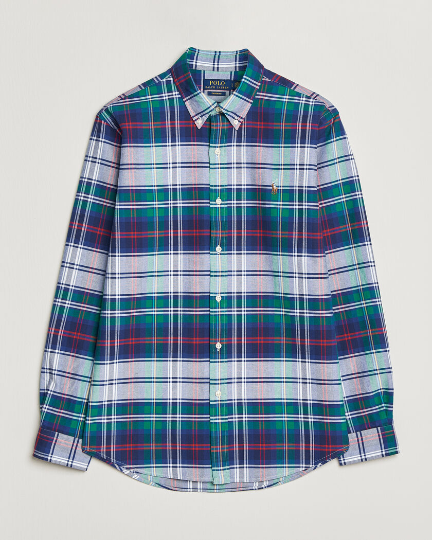 Polo Ralph Lauren Custom Fit Checked Oxford Shirt Green/Blue Multi – Monivärinen