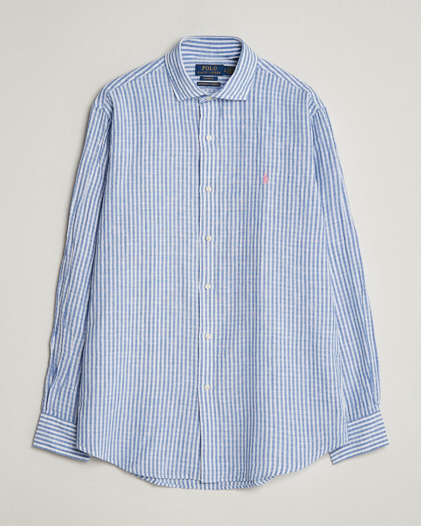 Polo Ralph Lauren Cotton/Linen Seersucker Shirt Blue/White – Sininen