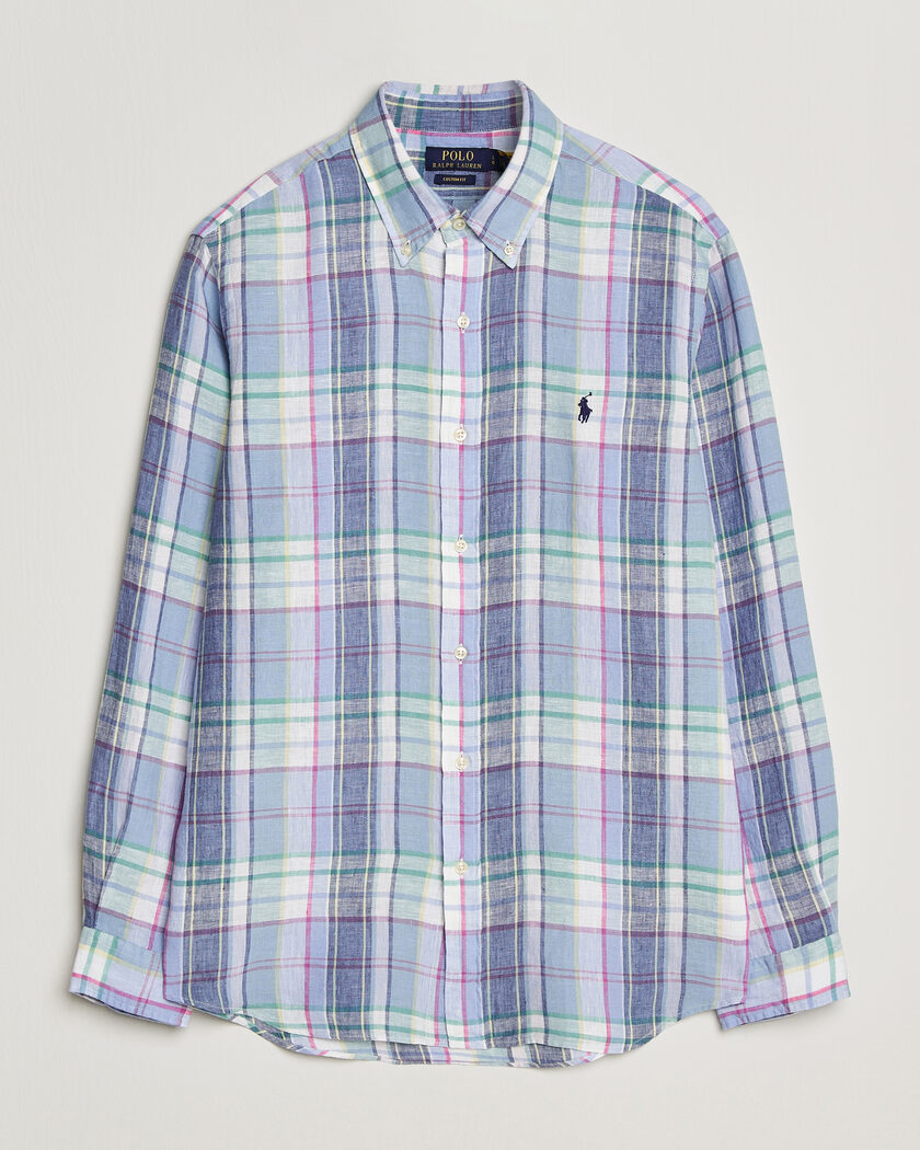 Polo Ralph Lauren Custom Fit Check Linen Shirt Blue/White – Sininen
