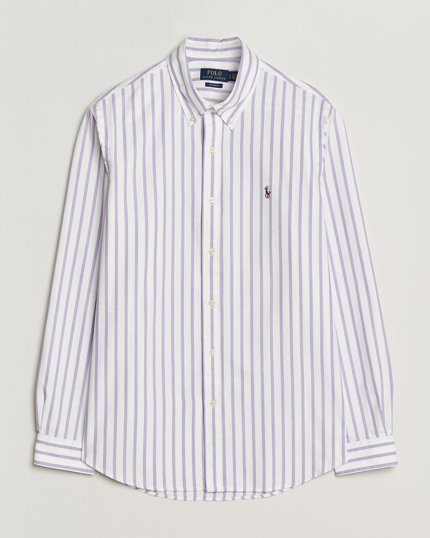 Polo Ralph Lauren Custom Fit Striped Oxford Shirt Purple – Liila