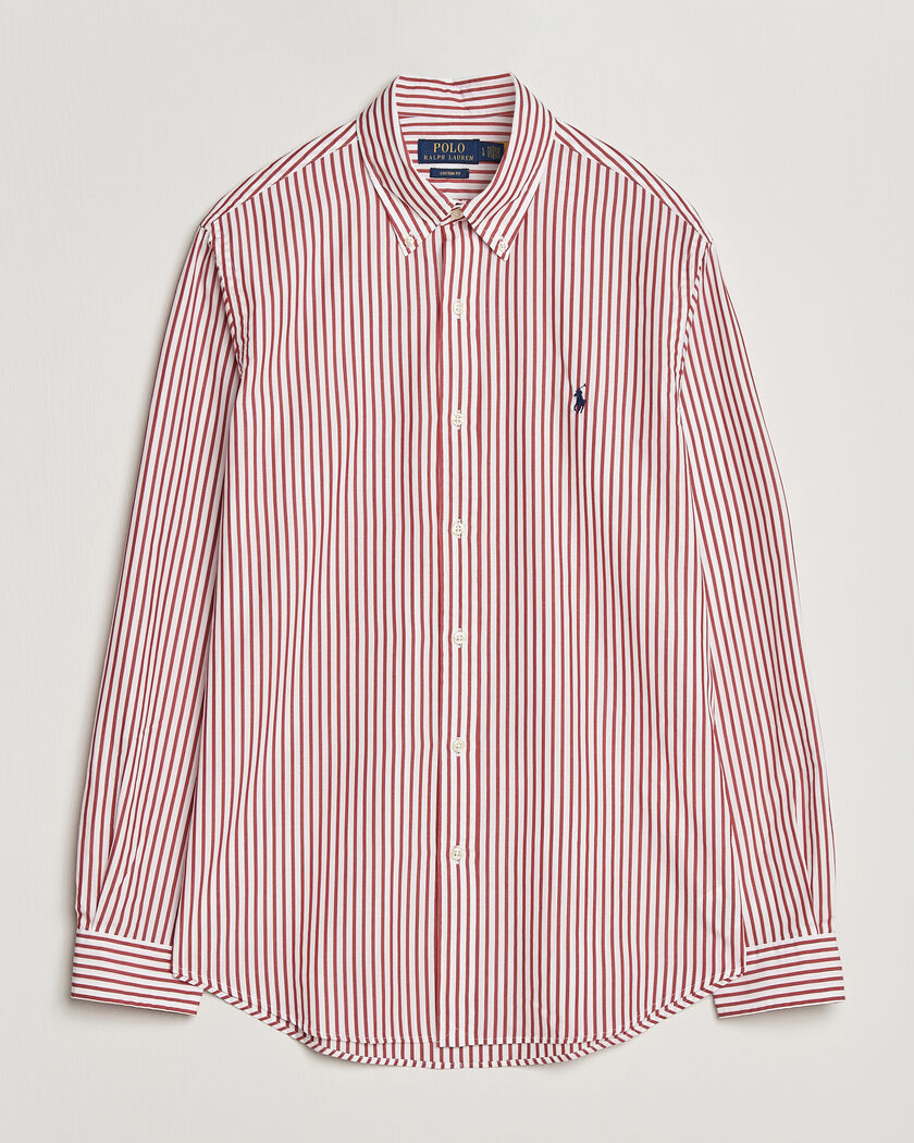 Polo Ralph Lauren Custom Fit Poplin Striped Shirt Bristol Red – Punainen