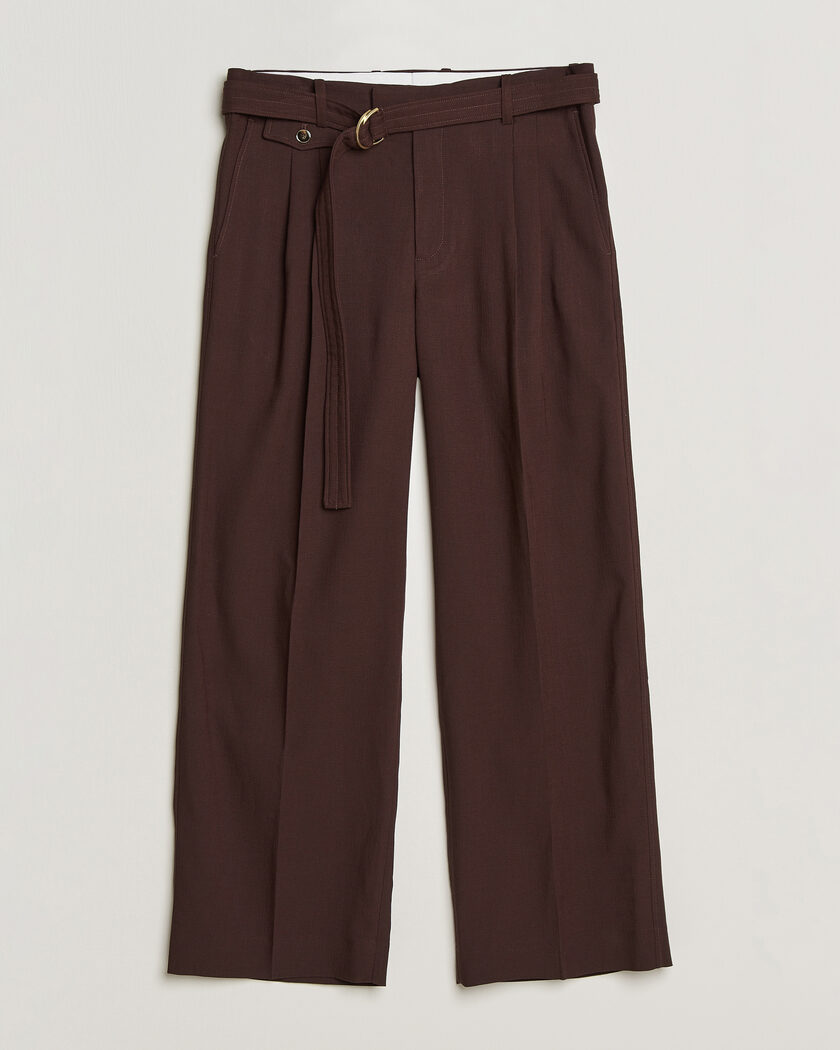 Drôle de Monsieur Viscose Pleated Trousers Brown – Ruskea