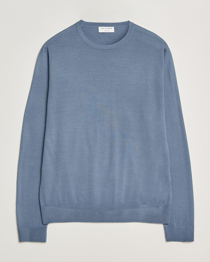 Tiger of Sweden Connor Merino Knitted Crew Neck Dull Blue – Sininen