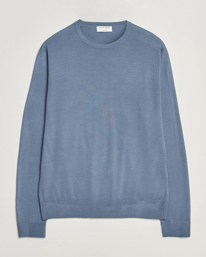 Tiger of Sweden Connor Merino Knitted Crew Neck Dull Blue – Sininen
