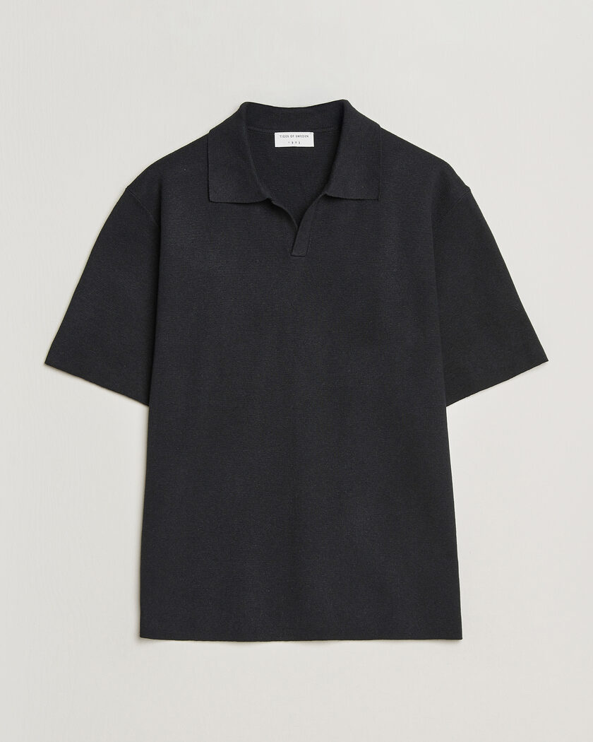 Tiger of Sweden Maelon Cotton/Linen Knitted Polo Black – Musta