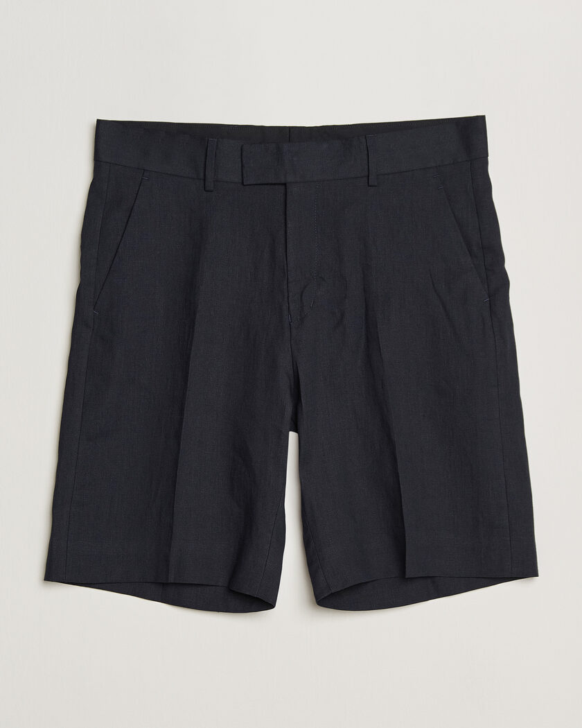 Tiger of Sweden Troy Pleated Linen Shorts Midnight Blue – Sininen
