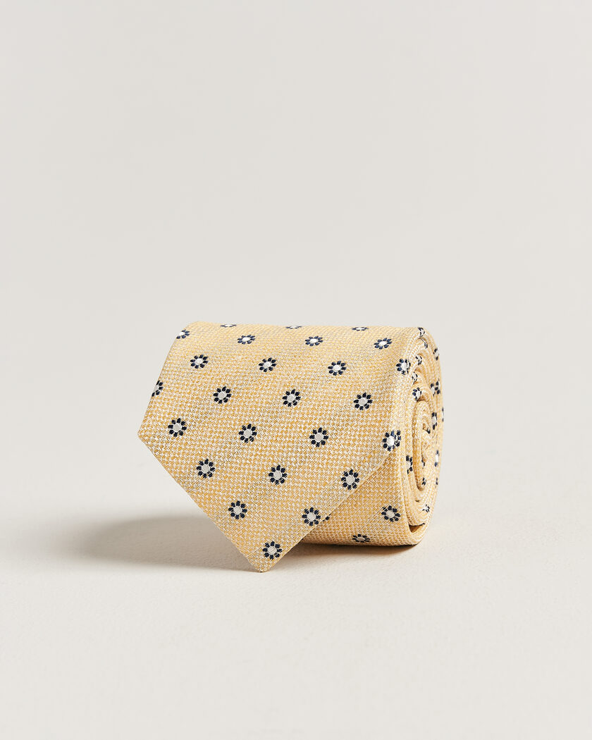 Amanda Christensen Silk/Linen 8cm Flower Tie Yellow – Keltainen