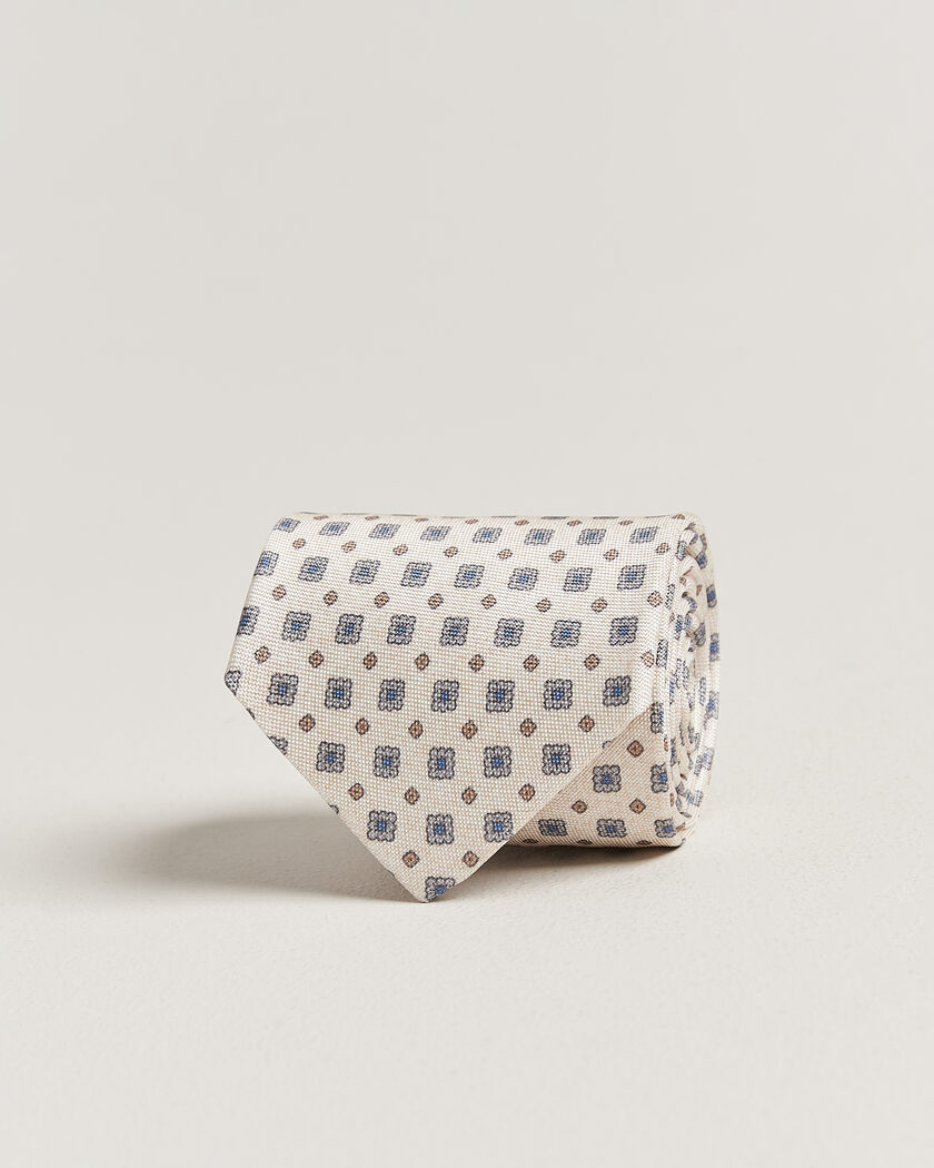 Amanda Christensen Silk Oxford 8cm Flower Tie Cream – Valkoinen