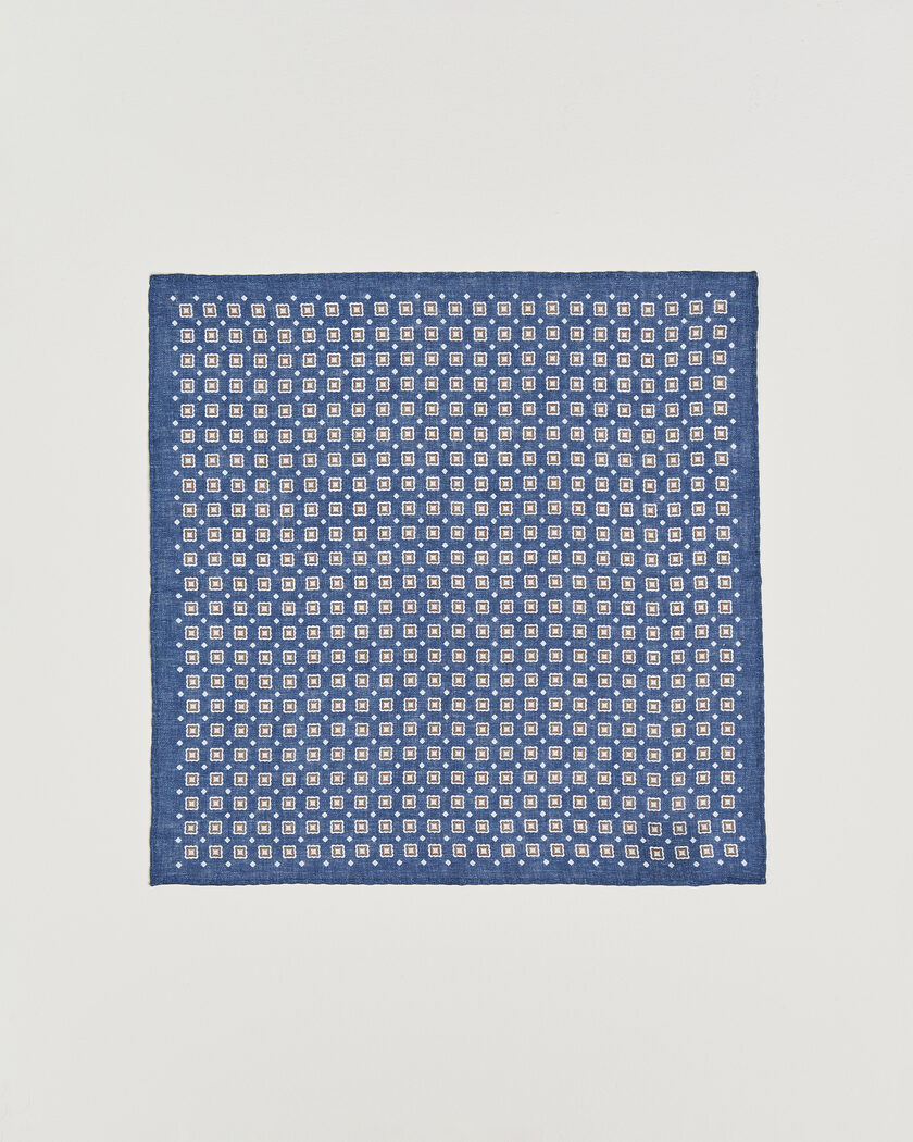 Amanda Christensen Linen Medallion Pocket Square Navy – Sininen