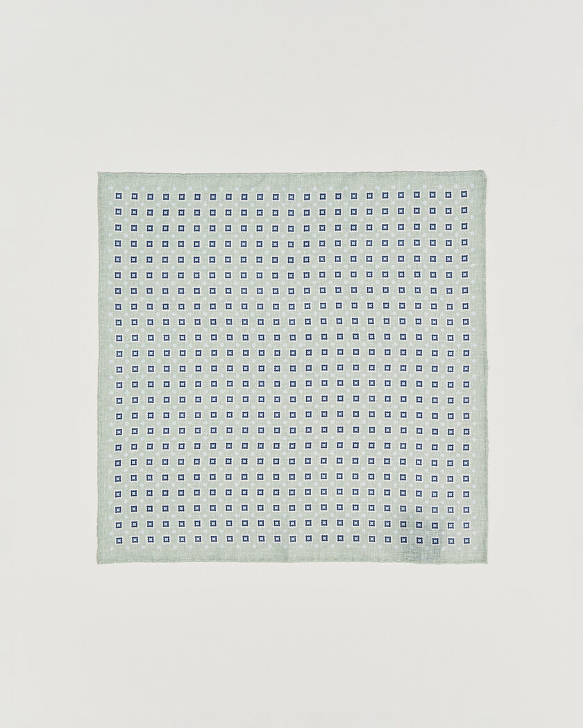 Amanda Christensen Linen Medallion Pocket Square Green – Vihreä